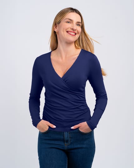 Long Sleeve Faux Wrap