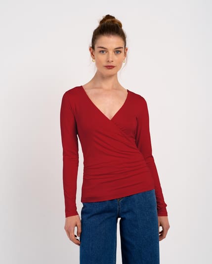 Long Sleeve Faux Wrap