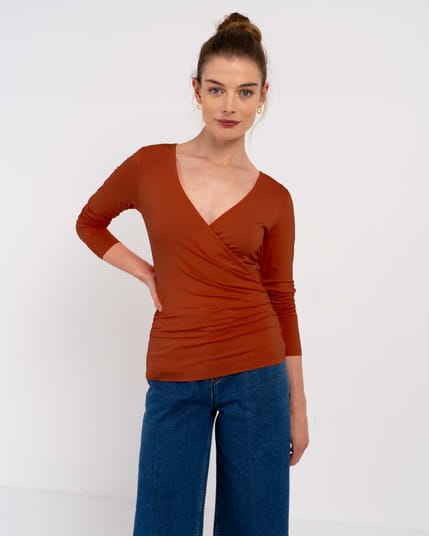 Long Sleeve Faux Wrap