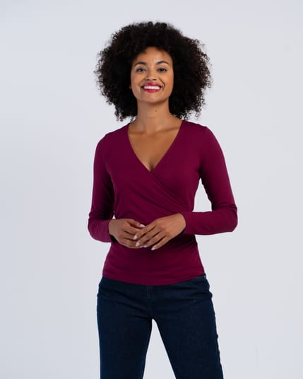Long Sleeve Faux Wrap