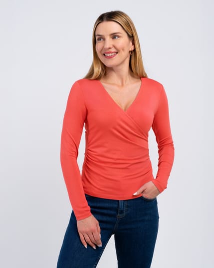 Long Sleeve Faux Wrap