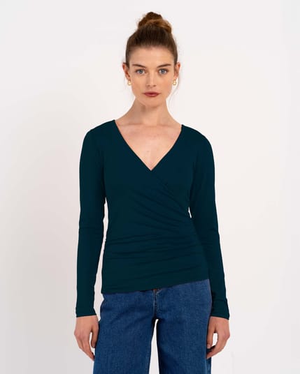 Long Sleeve Faux Wrap