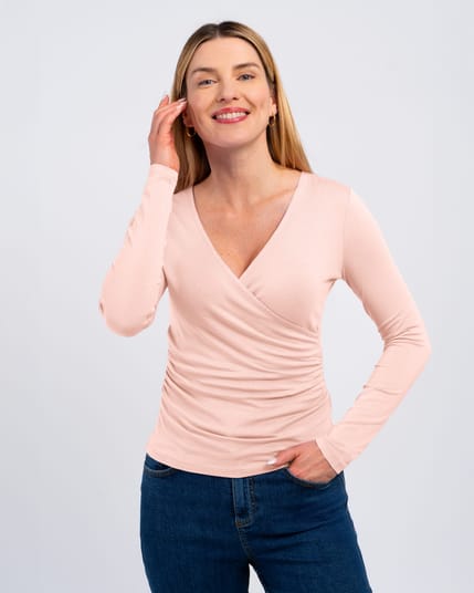 Long Sleeve Faux Wrap