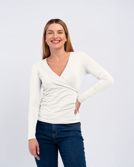 Long Sleeve Faux Wrap