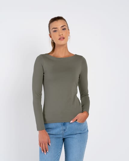 Darcey Slash Neck Long Sleeve