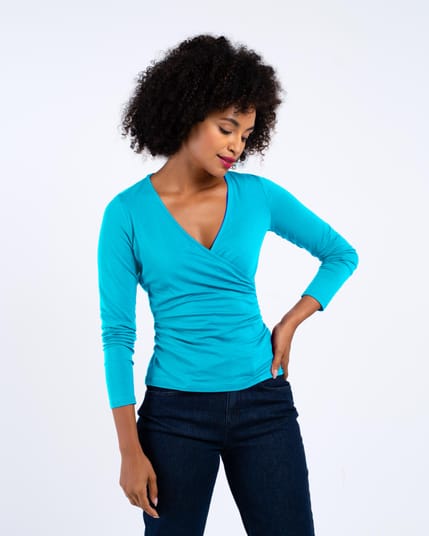 Long Sleeve Faux Wrap