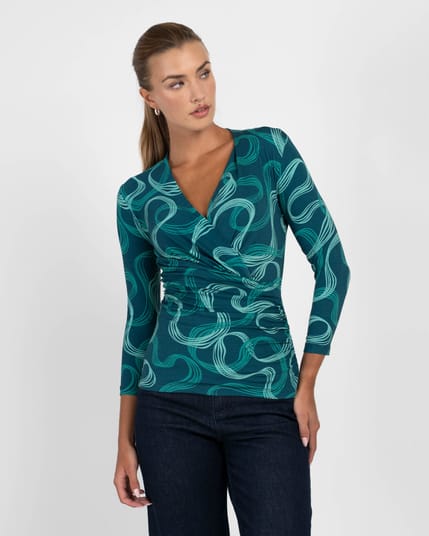 Lena Print 3/4 Sleeve Crossover