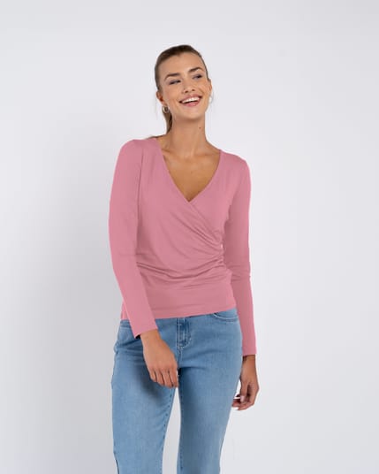 Long Sleeve Faux Wrap