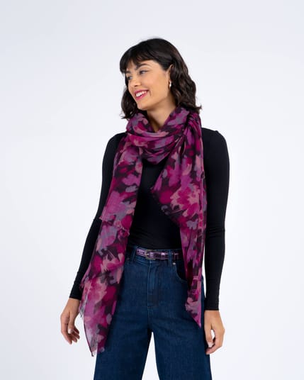 Brushed Floral Wool Scarf