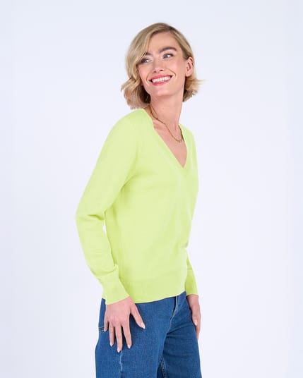 Cotton V Neck Jumper