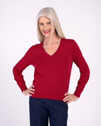 Cotton V Neck Jumper