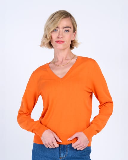Cotton V Neck Jumper