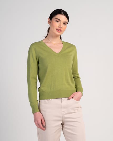 Cotton V Neck Jumper