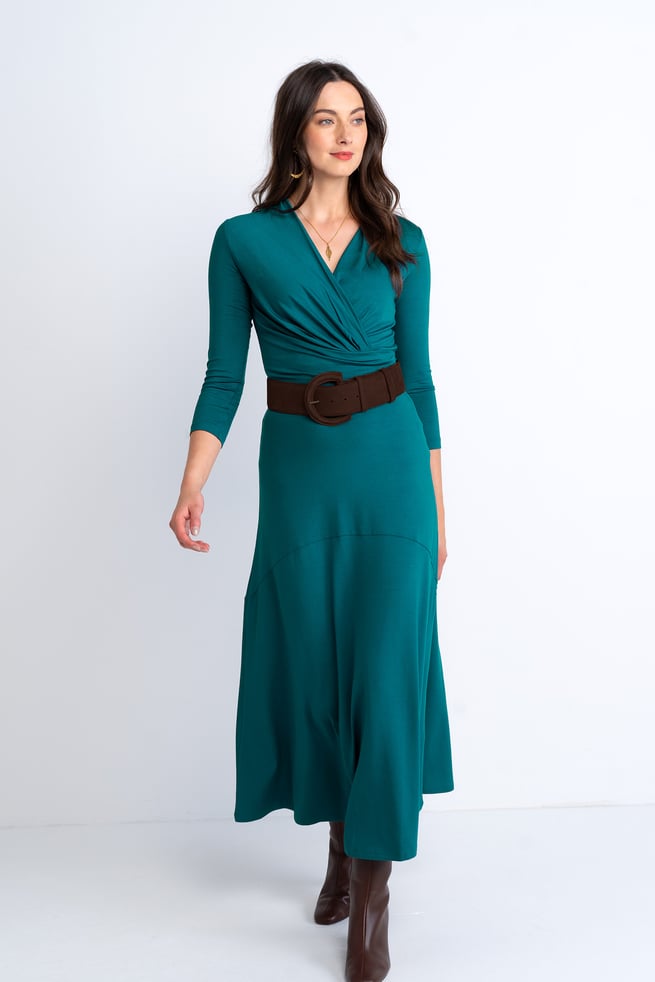 Long green jersey maxi skirt best sale